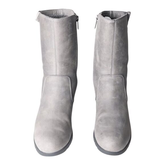 UGG Joely Charcoal Leather Wedge Boot Size 6 - Picture 4 of 8